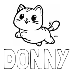 Online izdelana pobarvanka - Pobarvanka imena DONNY in pobarvanka prikupne mačke med tekom