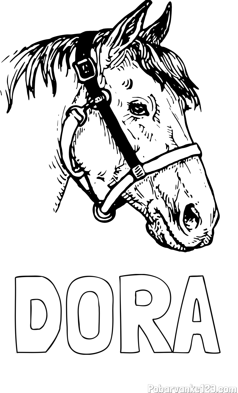 Pobarvanka imena DORA in konjska glava