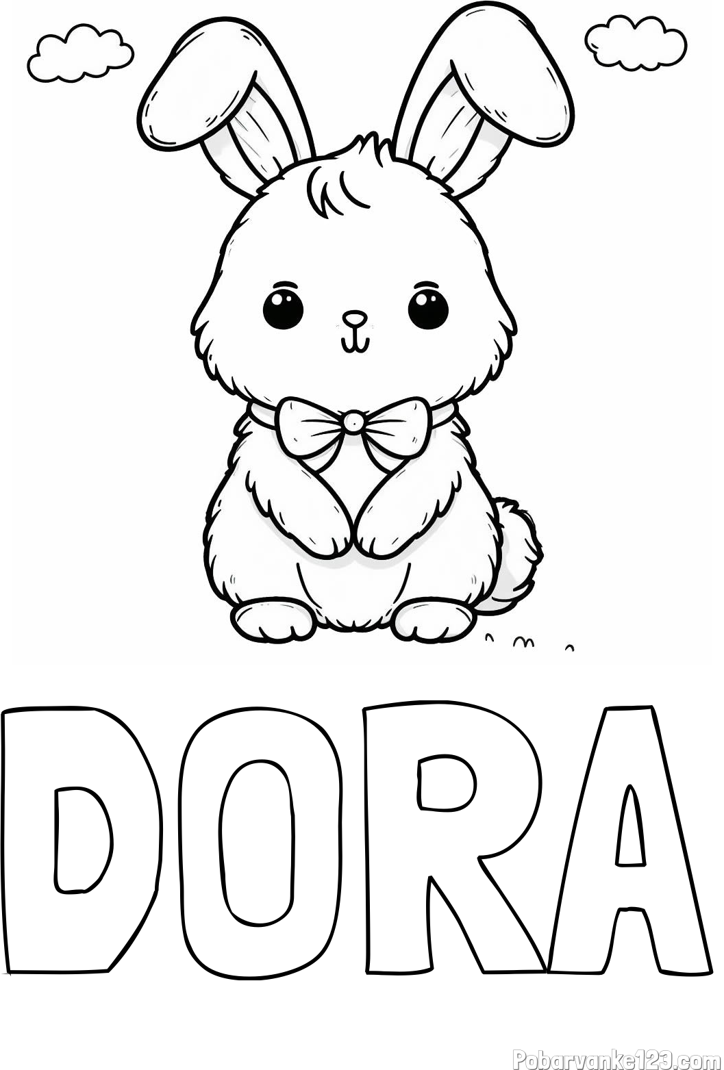 Pobarvanka imena DORA in pobarvanka prikupnega zajčka