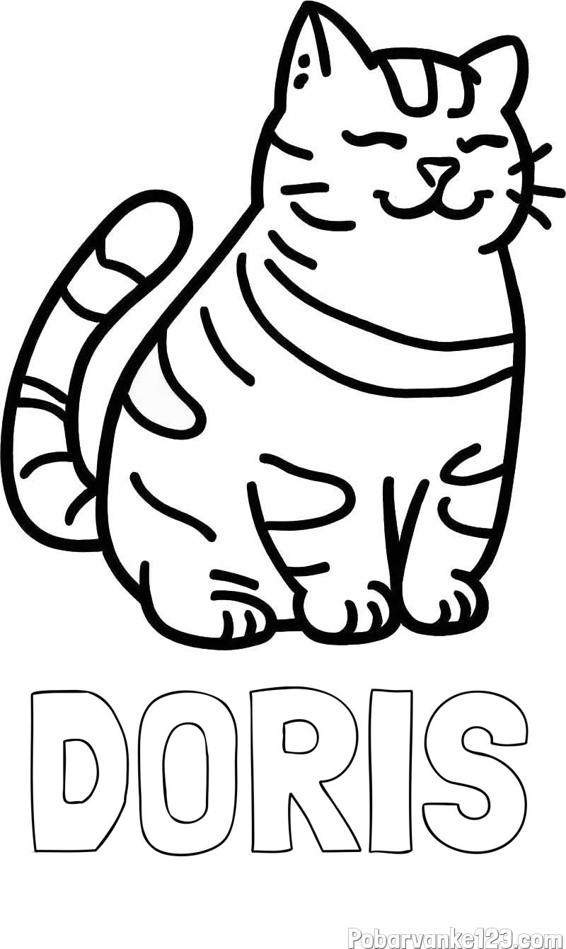 Pobarvanka imena DORIS in pobarvanka debelušne mačke