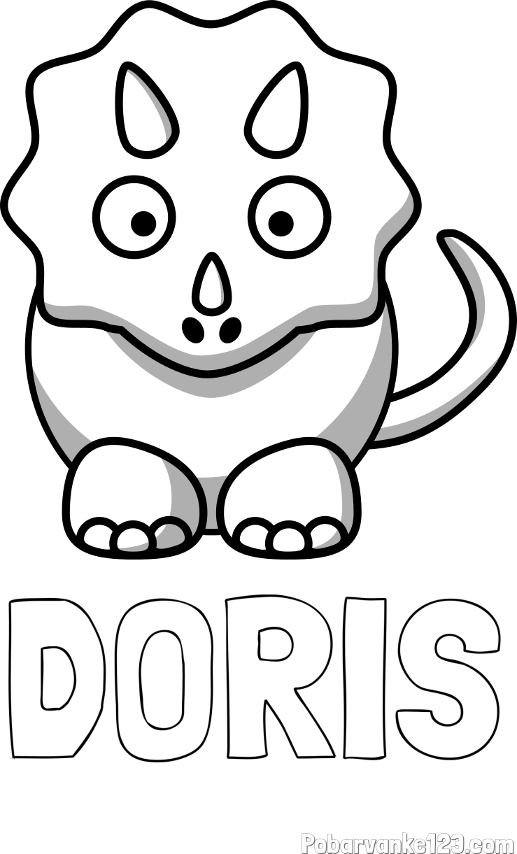 Pobarvanka imena DORIS in pobarvanka dinozavra triceratops