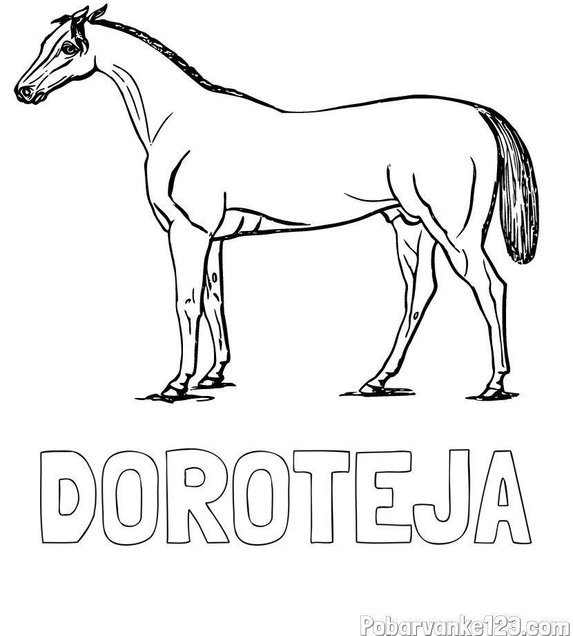 Pobarvanka imena DOROTEJA in pobarvanka konja