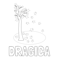 Online izdelana pobarvanka - Pobarvanka imena DRAGICA in pobarvanka drevesa v jeseni