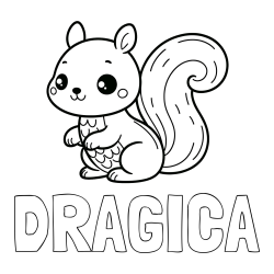 Online izdelana pobarvanka - Pobarvanka imena DRAGICA in pobarvanka ljubke veverice
