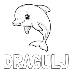Online izdelana pobarvanka - Pobarvanka imena DRAGULJ in otroška pobarvanka ljubkega delfina