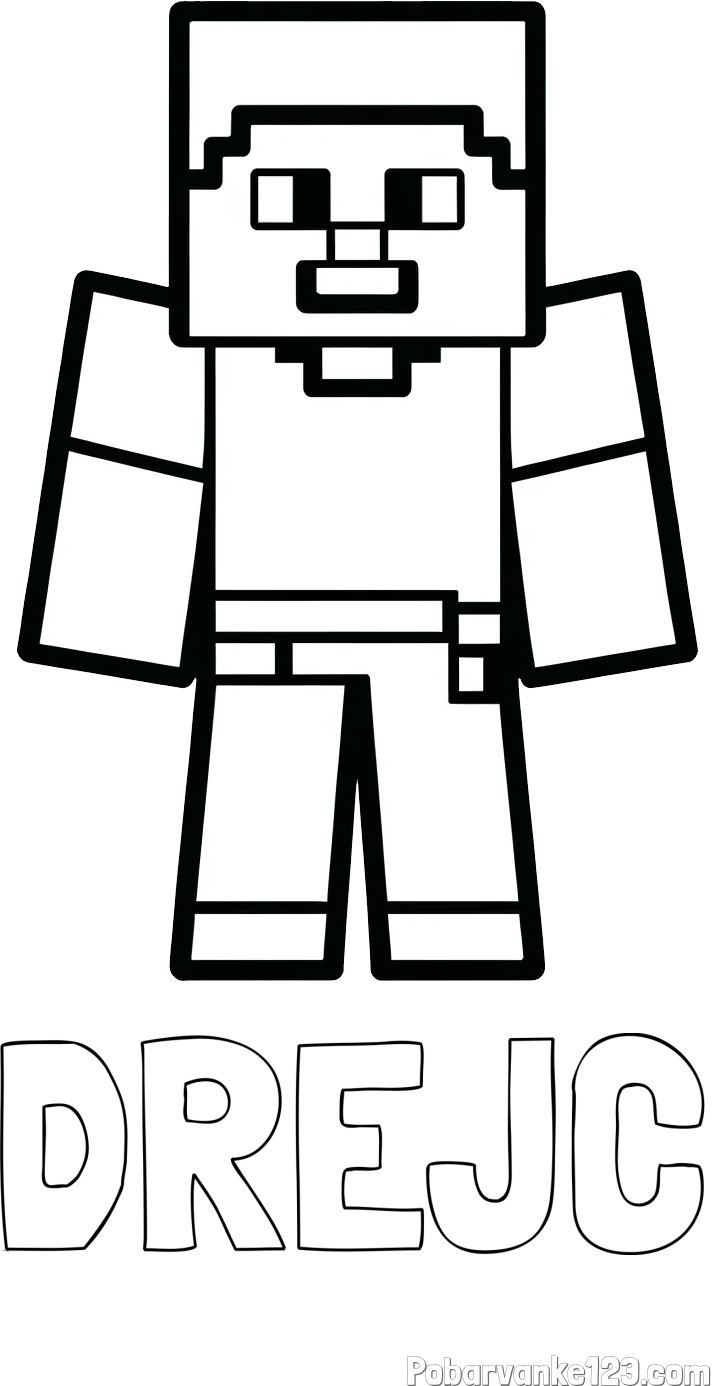 Pobarvanka imena DREJC in pobarvanka Minecraft figurice