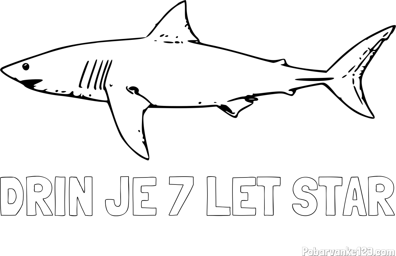 Pobarvanka imena DRIN JE 7 LET STAR in pobarvanka morskega psa