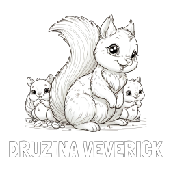 Online izdelana pobarvanka - Pobarvanka imena DRUŽINA VEVERIČK in pobarvanka veveričje družine
