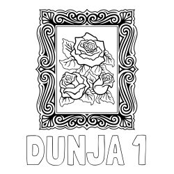 Pobarvanka imena DUNJA 1 in pobarvanka  uokvirjene slike vrtnic