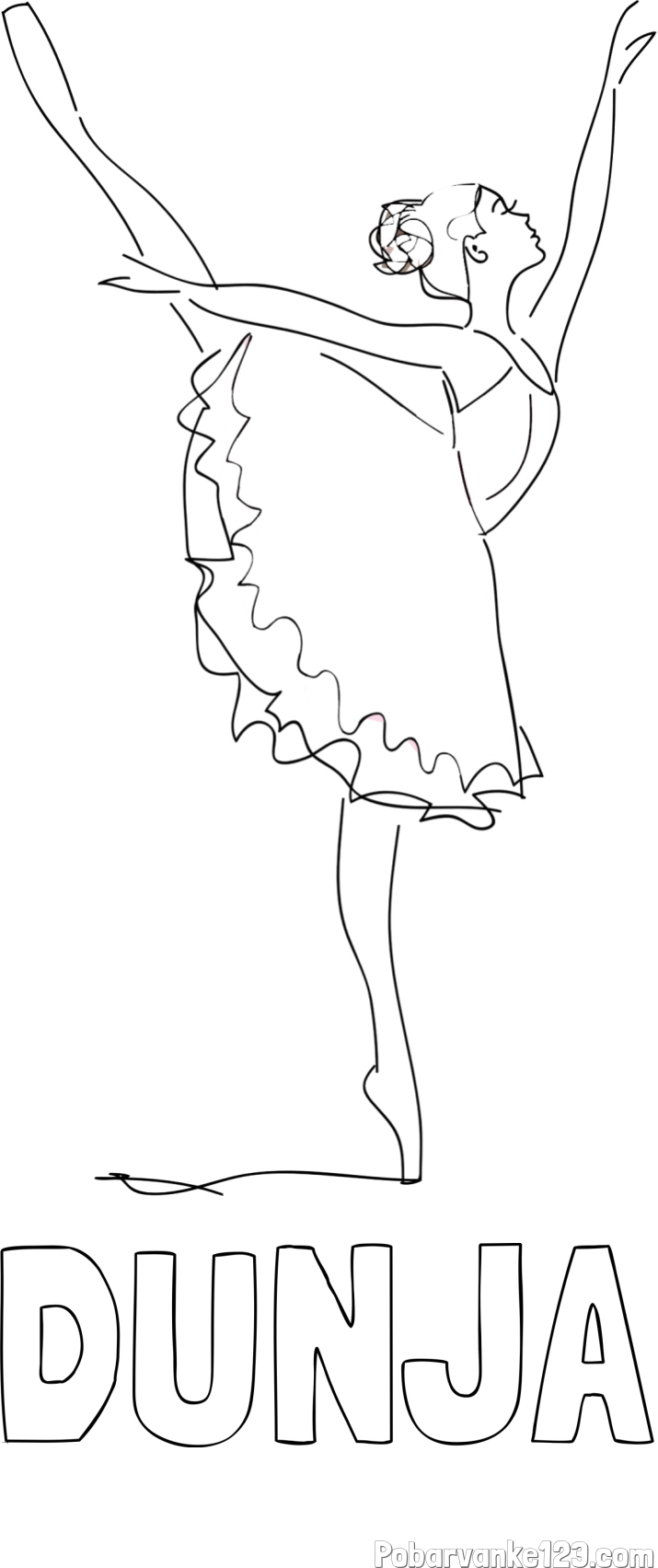Pobarvanka imena DUNJA in pobarvanka ljubke baletke