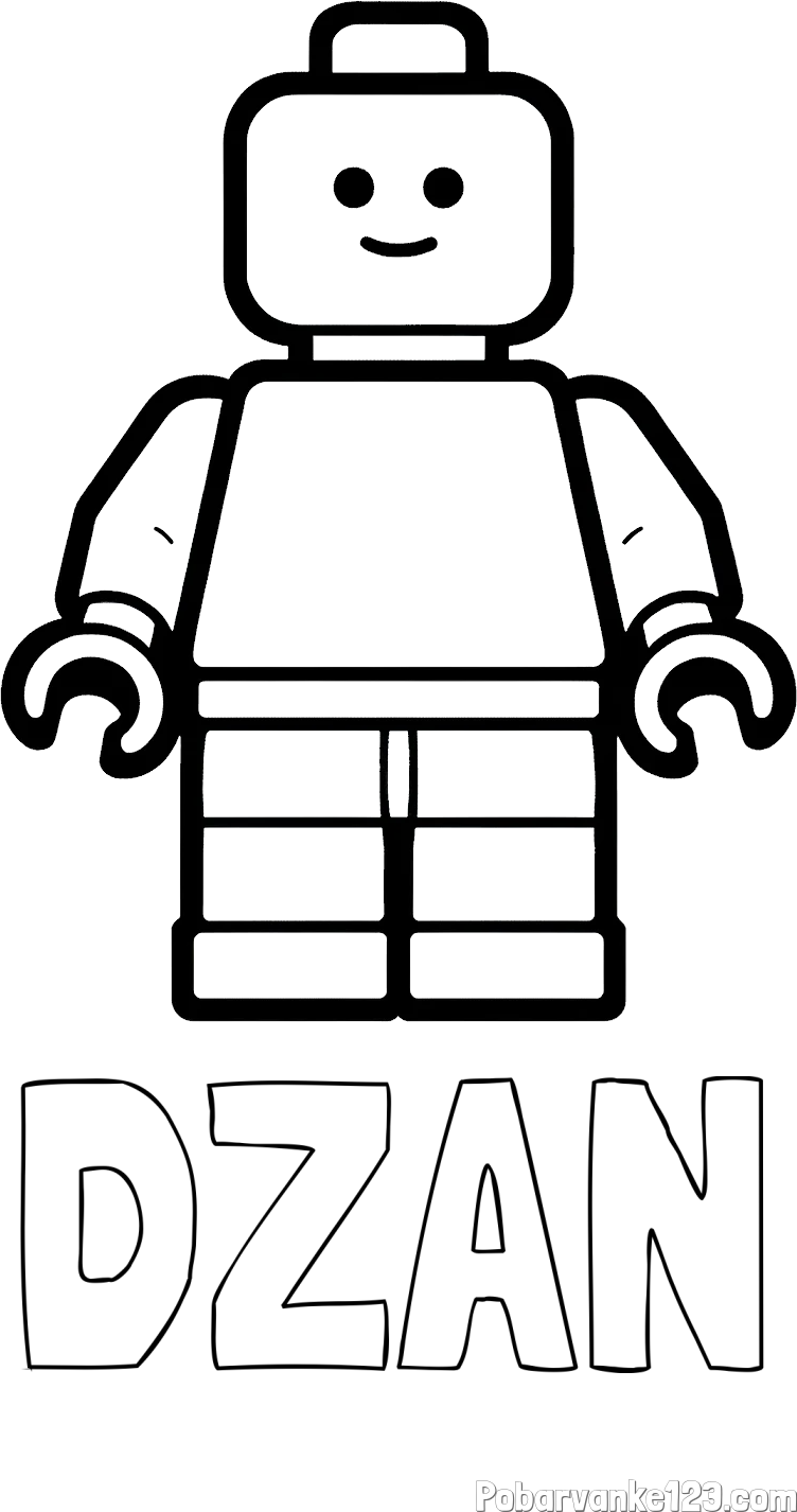 Pobarvanka imena DŽAN in pobarvanka LEGO figurice fanta