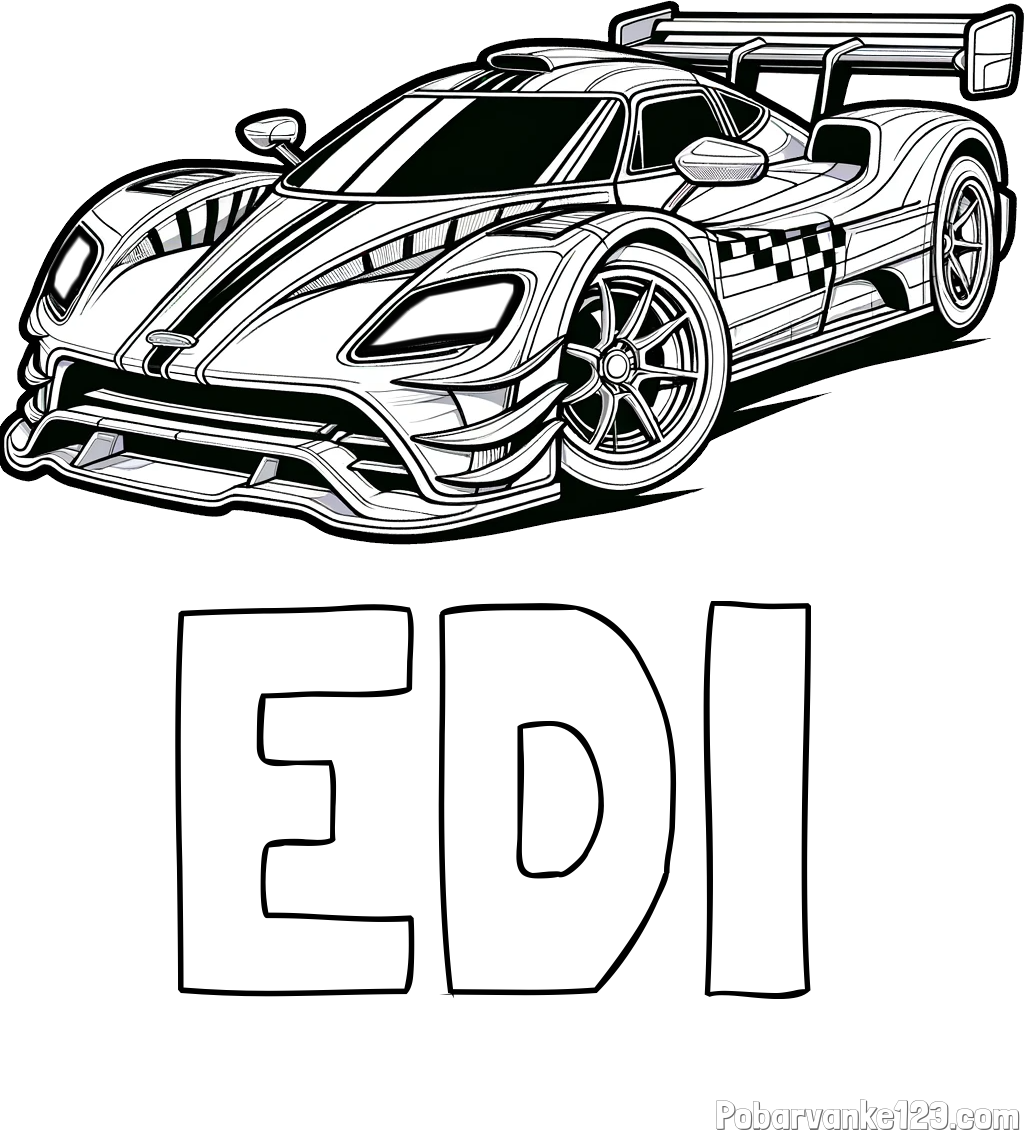 Pobarvanka imena EDI in pobarvanka modernega športnega avtomobila