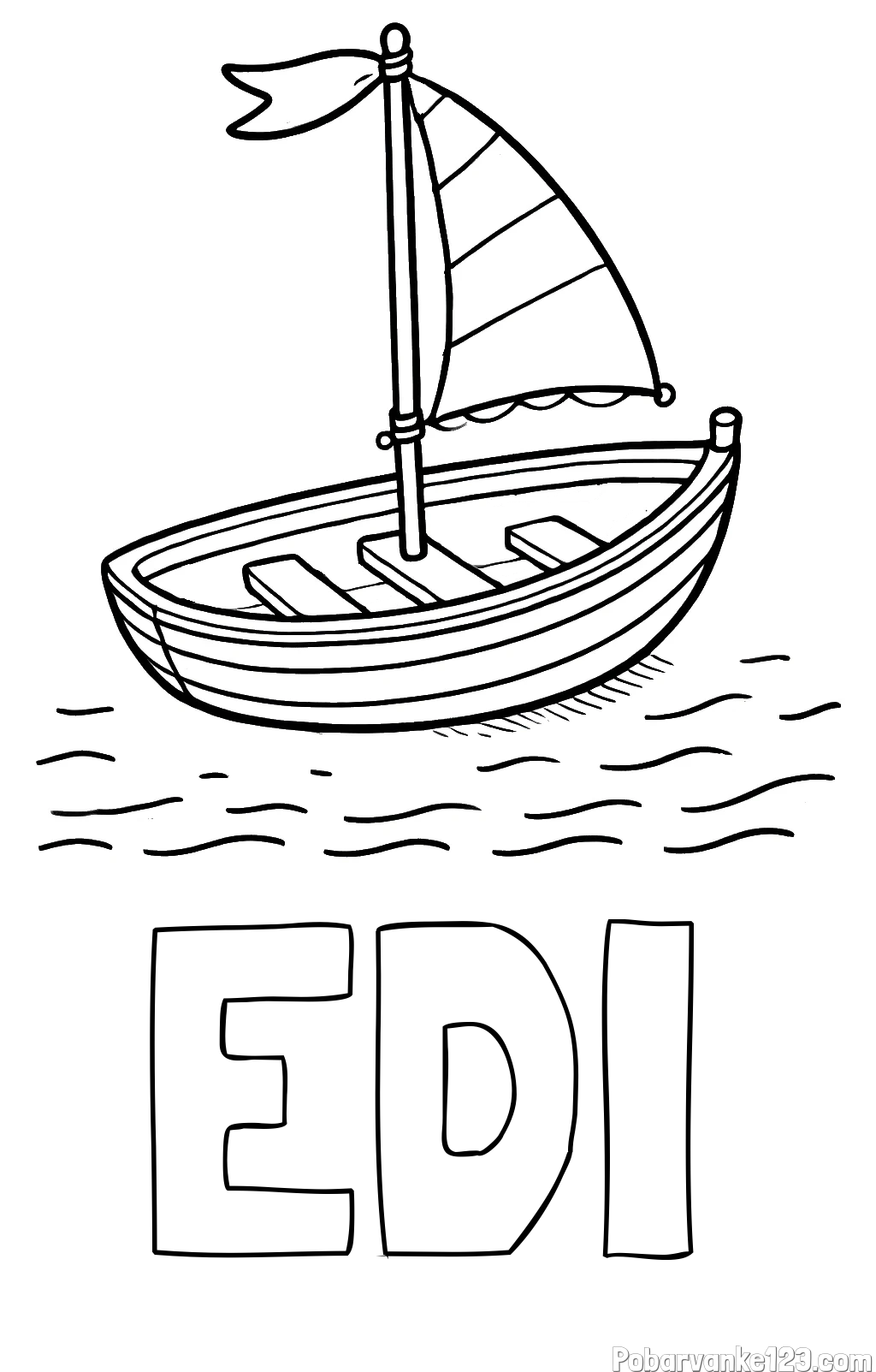 Pobarvanka imena EDI in preprosta pobarvanka ladjice