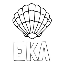 Online izdelana pobarvanka - Pobarvanka imena EKA in pobarvanka školjke