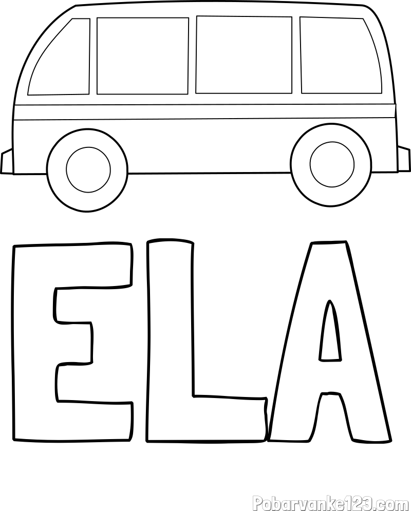 Pobarvanka imena ELA in avtobus