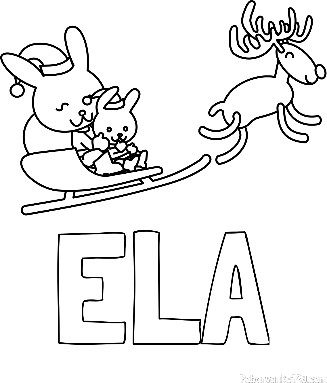 Pobarvanka imena ELA in božične sani