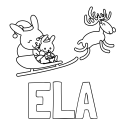 Pobarvanka imena ELA in božične sani