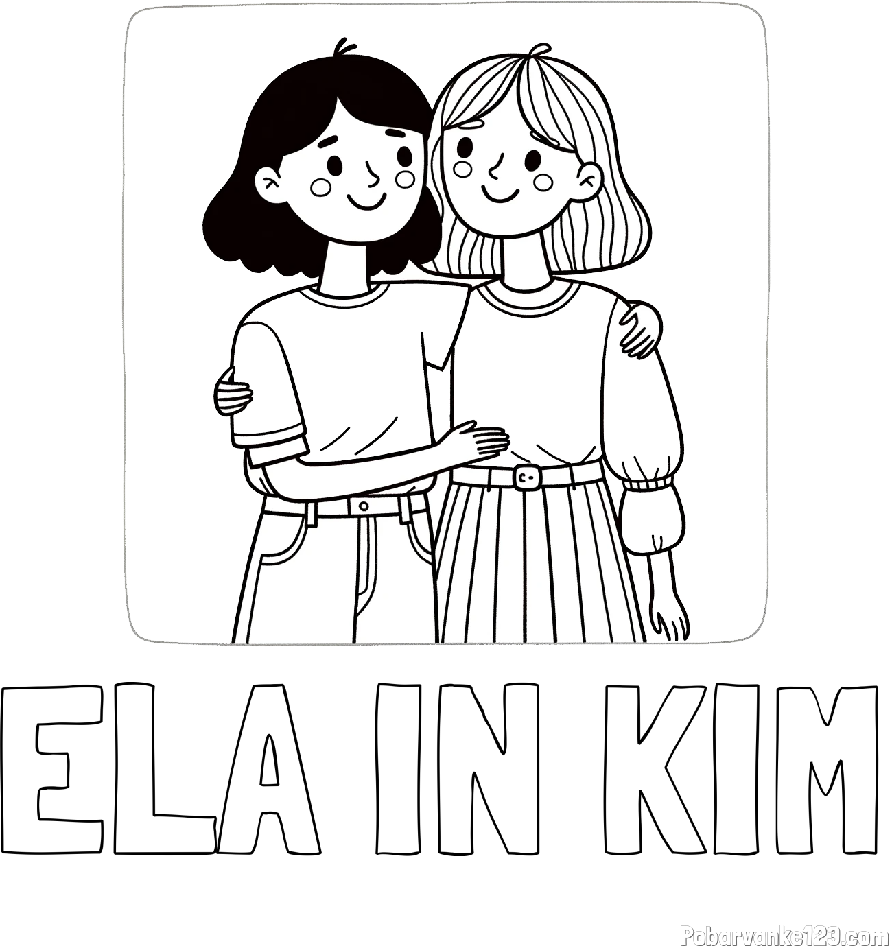 Pobarvanka imena ELA IN KIM in otroška pobarvanka dveh prijateljic
