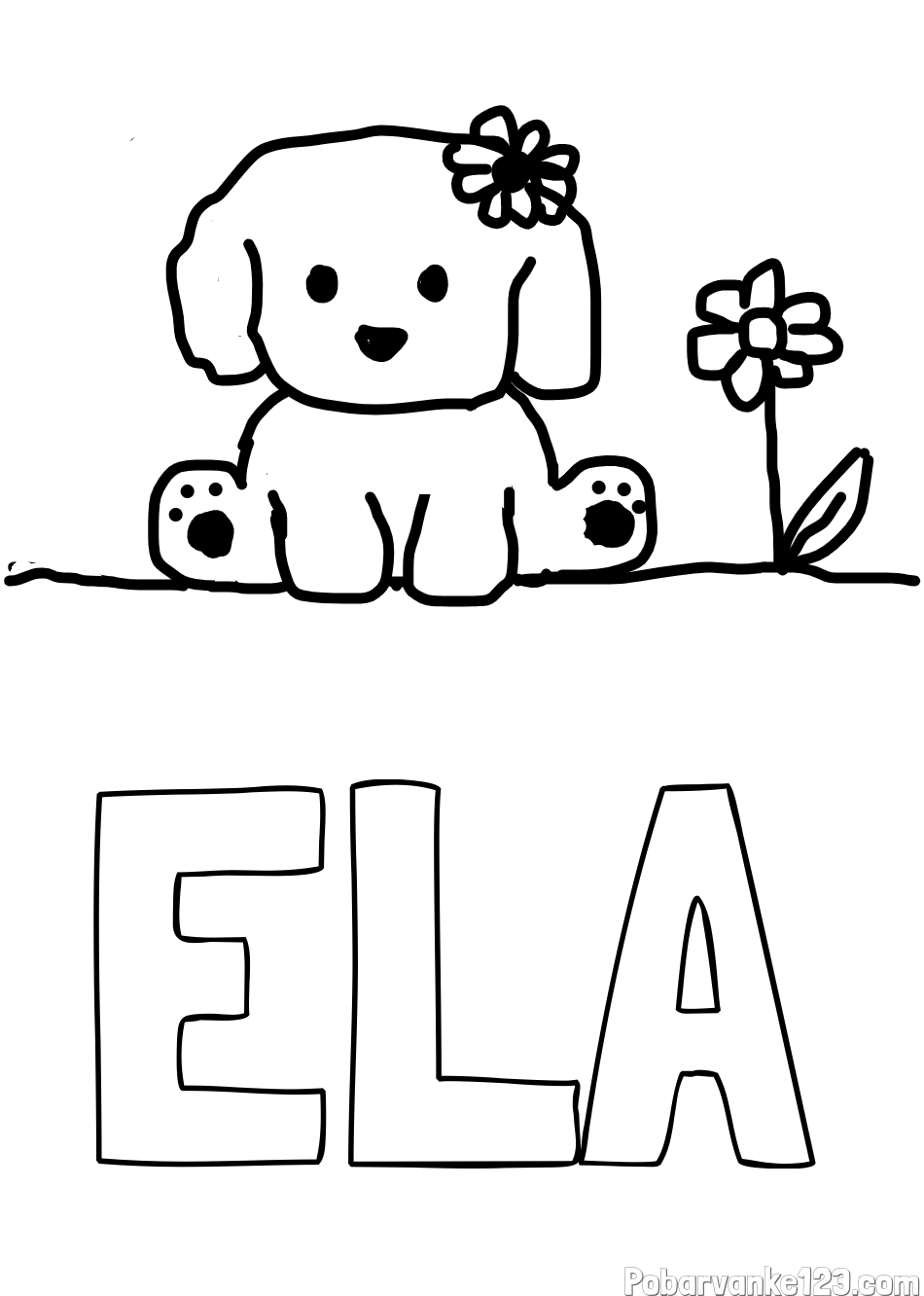 Pobarvanka imena ELA in KUŽIKA