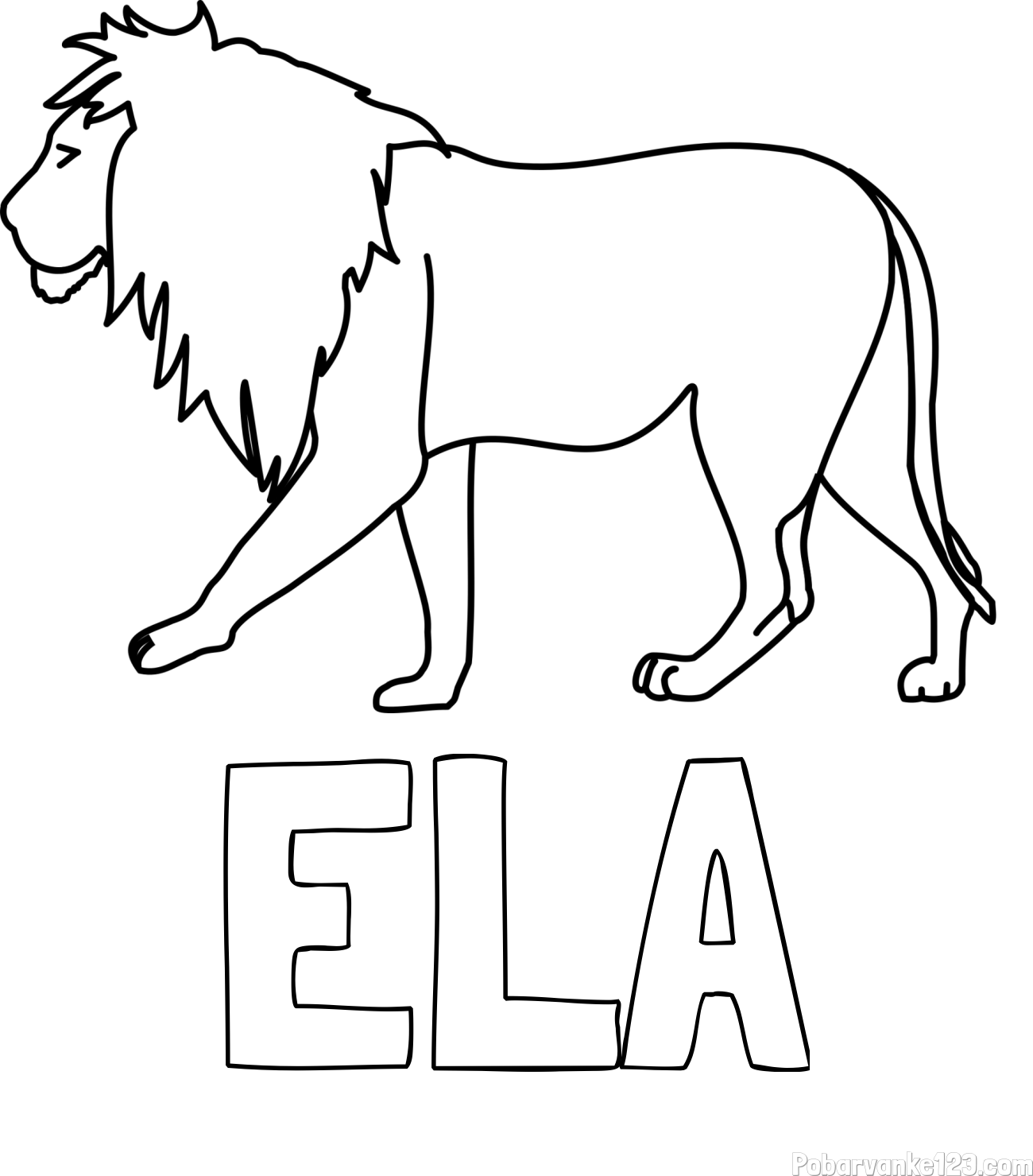 Pobarvanka imena ELA in otroška pobarvanka leva