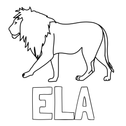 Pobarvanka imena ELA in otroška pobarvanka leva