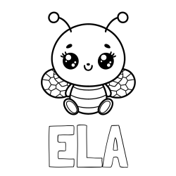 Pobarvanka imena ELA in otroška pobarvanka ljubke čebele