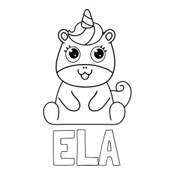 Pobarvanka imena ELA in pobarvanka čudovitega samoroga Unicorn