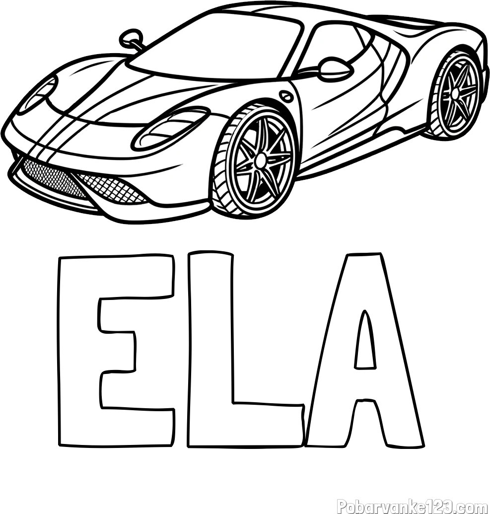 Pobarvanka imena ELA in pobarvanka dirkalnega avtomobila