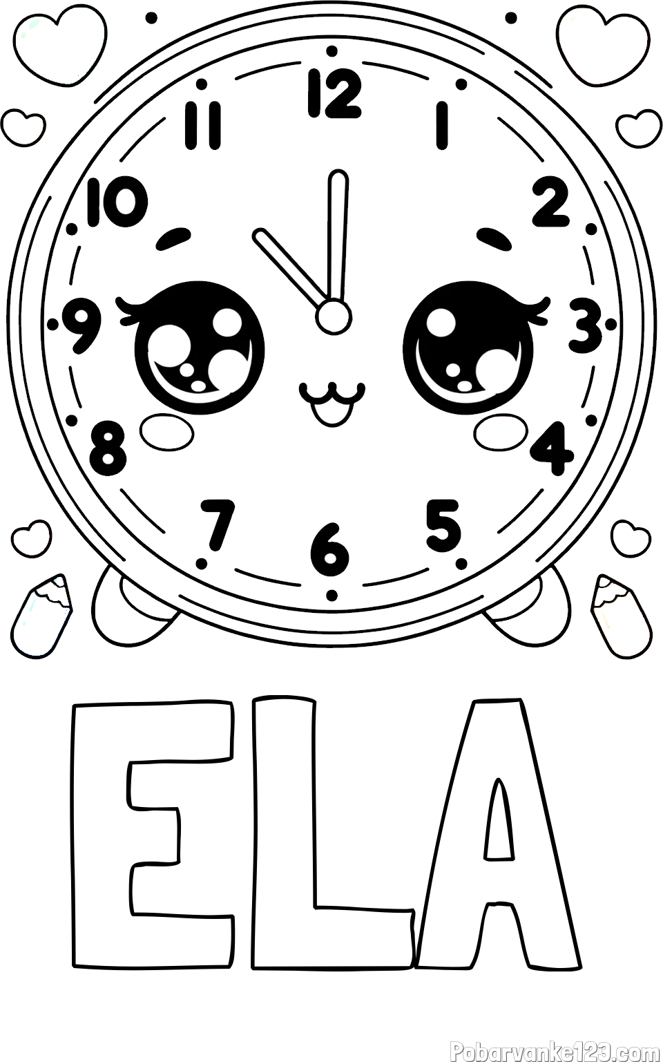 Pobarvanka imena ELA in pobarvanka ljubke ure