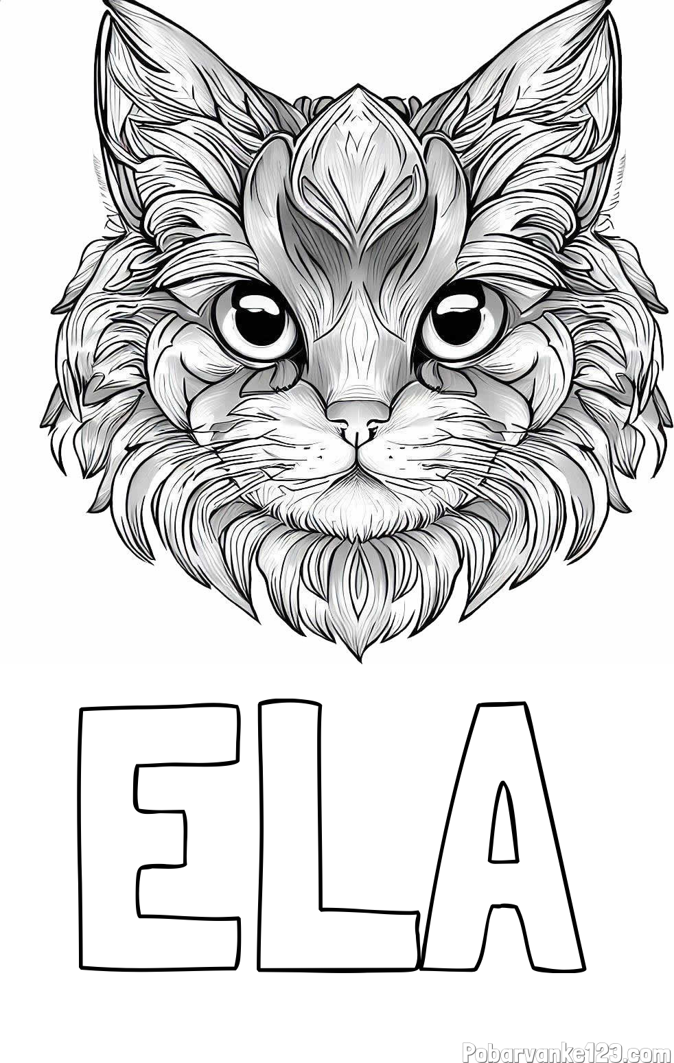Pobarvanka imena ELA in pobarvanka mačke