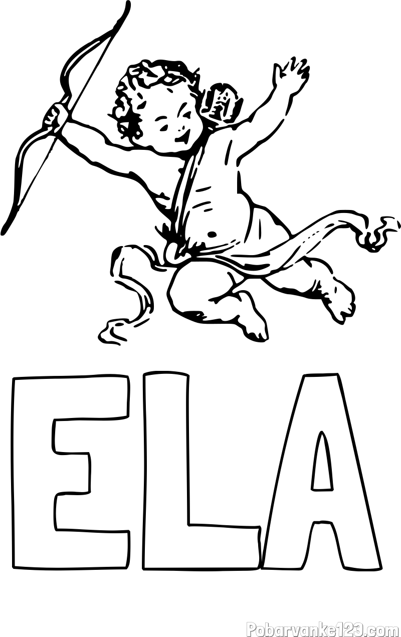 Pobarvanka imena ELA in pobarvanka majhnega angela