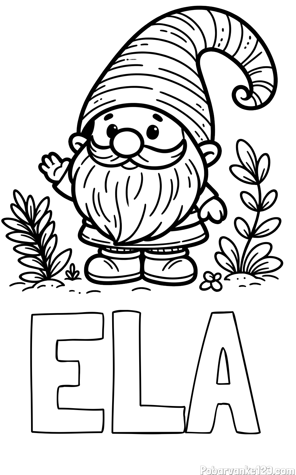 Pobarvanka imena ELA in pobarvanka prijaznega škrata oz. palčka