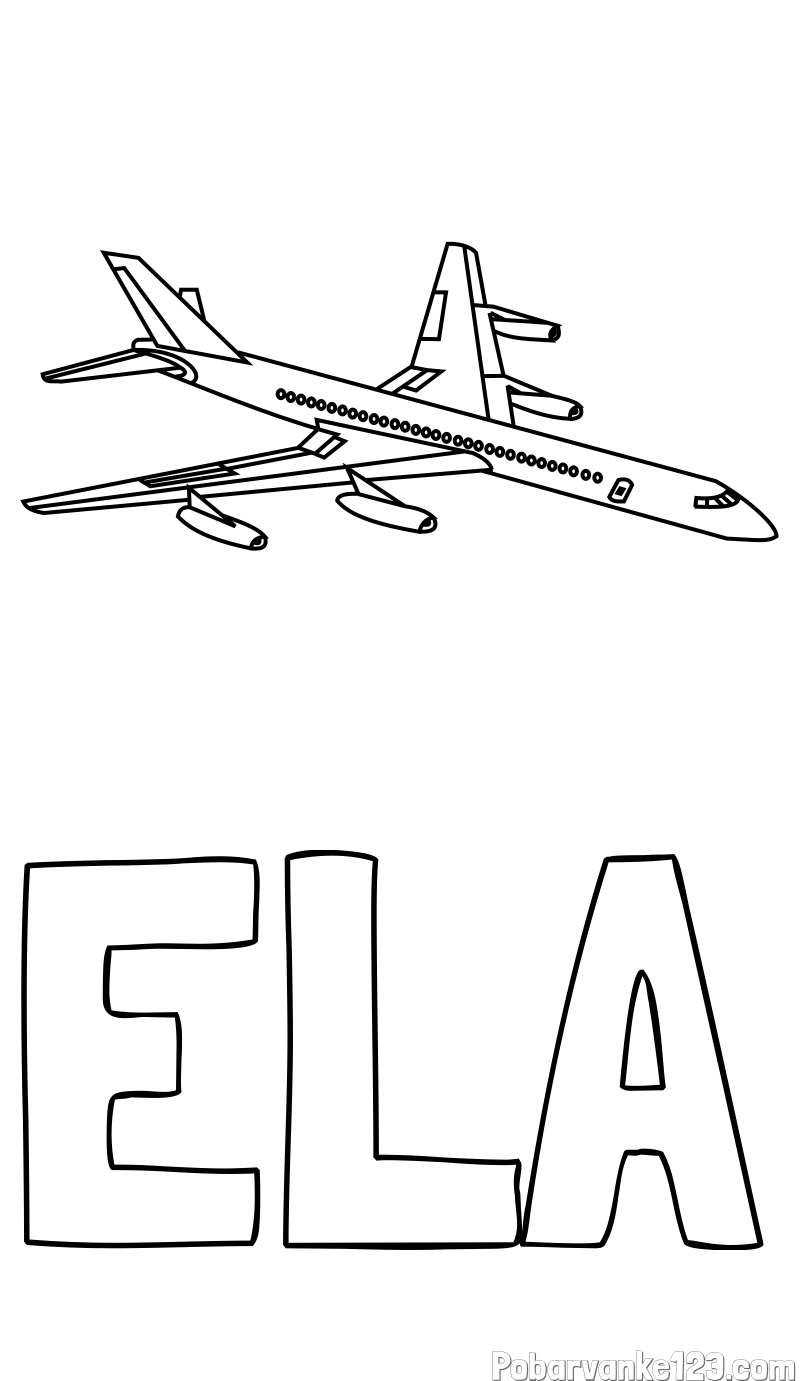 Pobarvanka imena ELA in potniško letalo