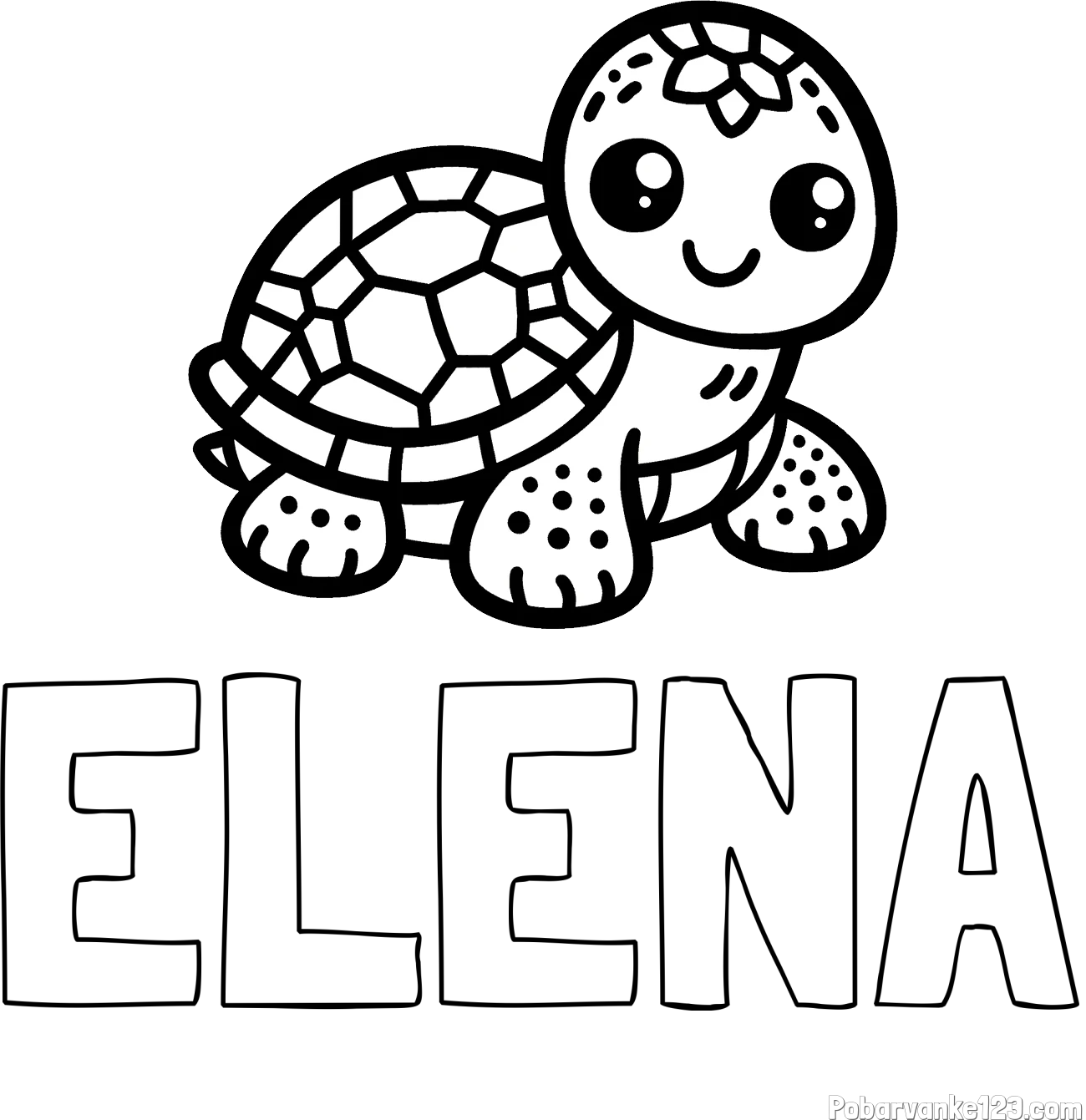 Pobarvanka imena ELENA in otroška pobarvanka želve