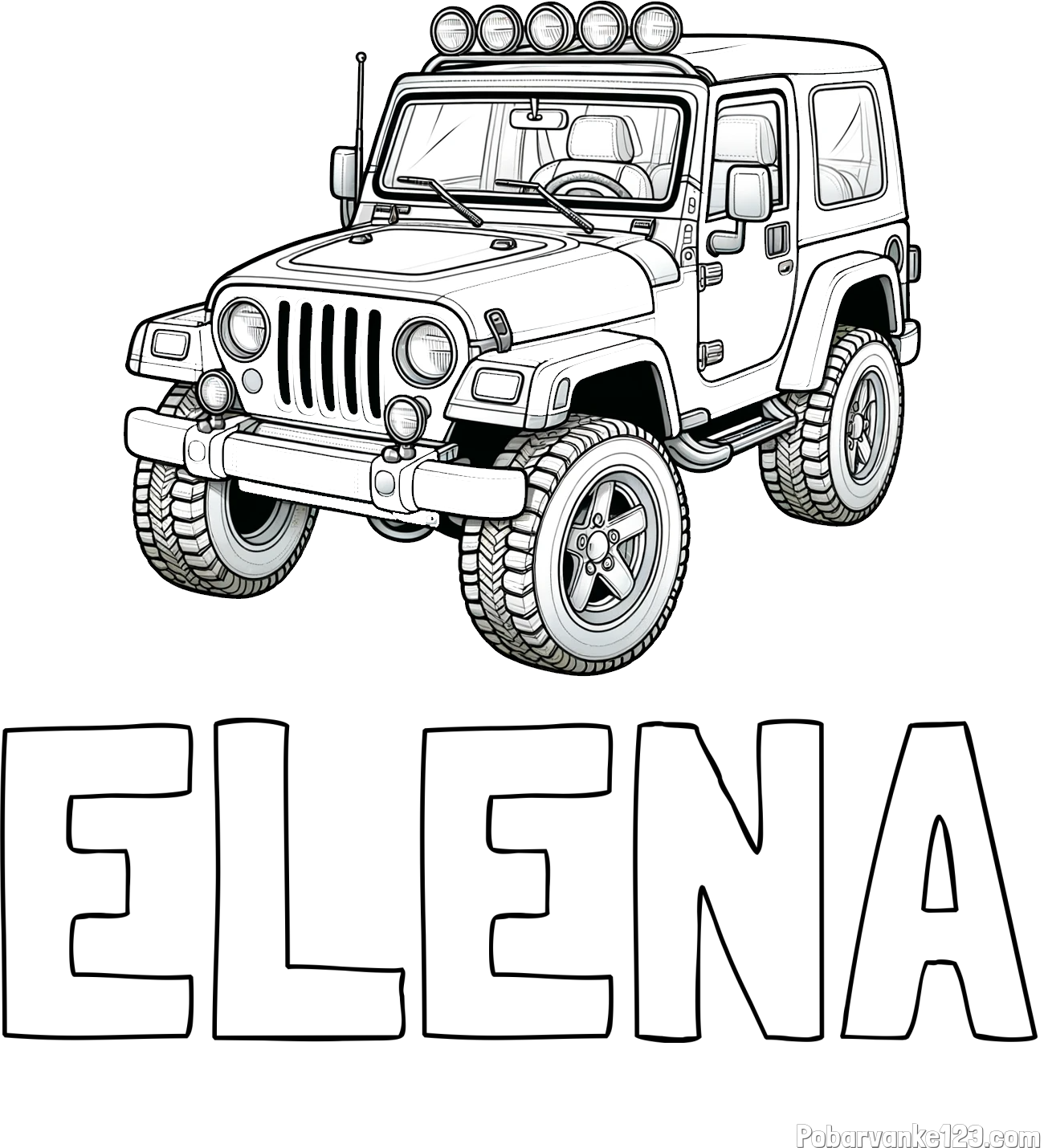 Pobarvanka imena ELENA in pobarvanka džipa