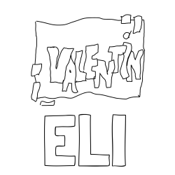 Online izdelana pobarvanka - Pobarvanka imena ELI in ime valentin