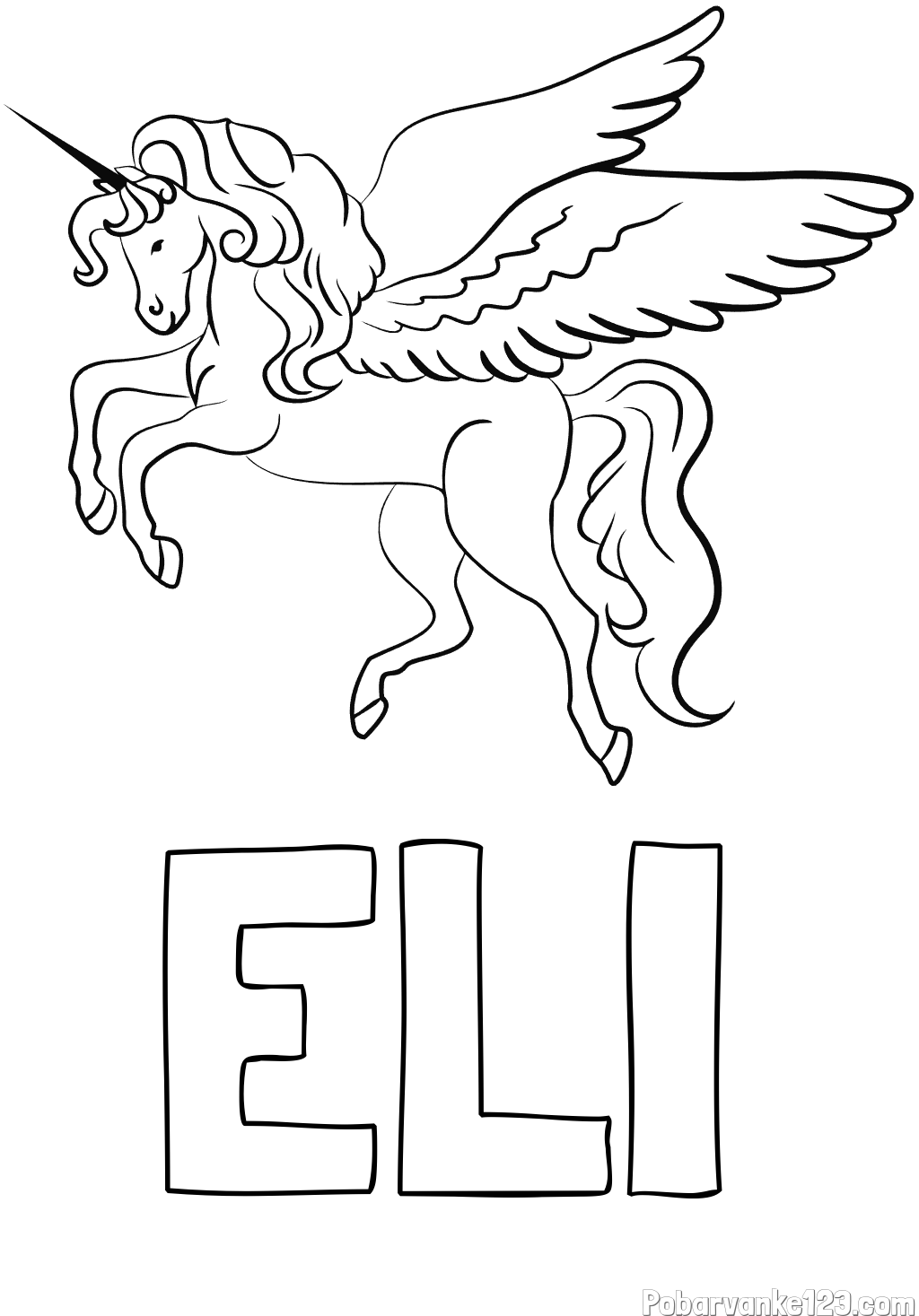 Pobarvanka imena ELI in lepa pobarvanka samoroga