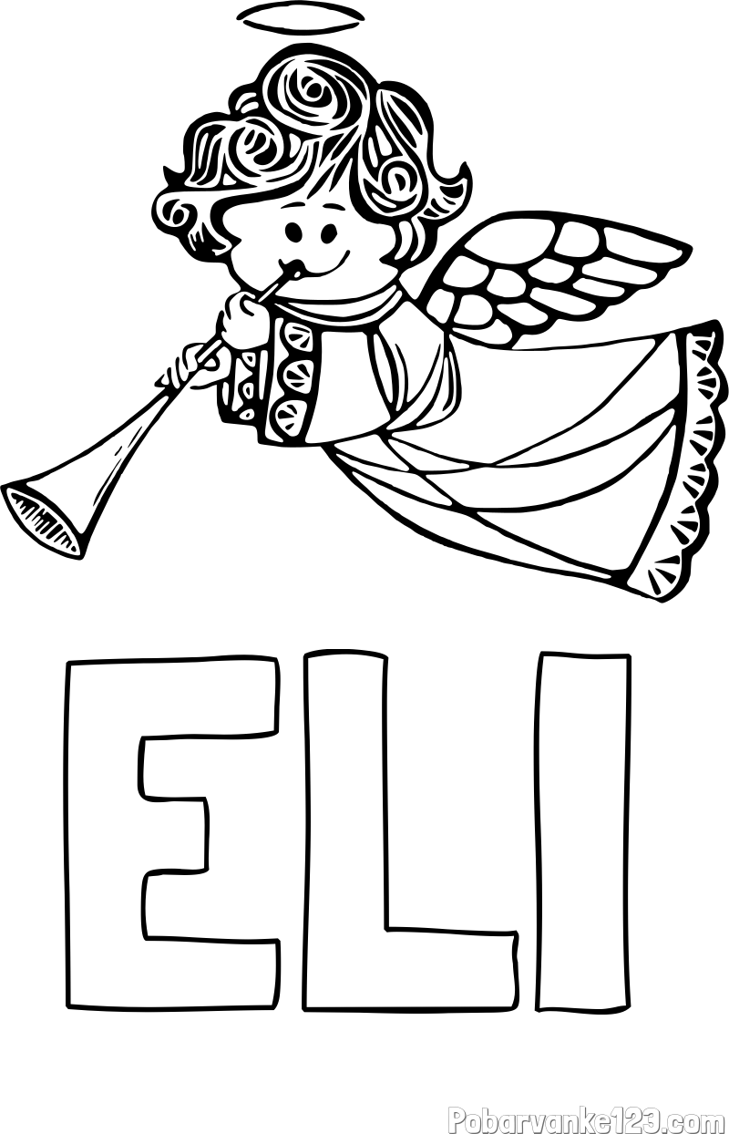 Pobarvanka imena ELI in pobarvanka angelčka