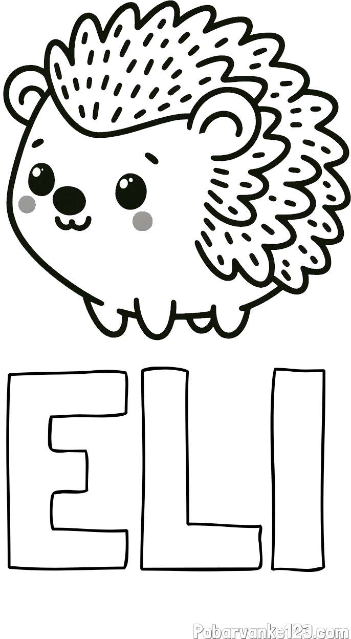 Pobarvanka imena ELI in pobarvanka ljubkega ježka