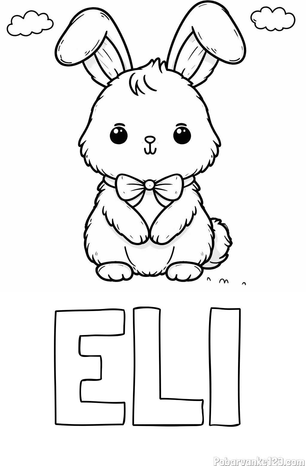 Pobarvanka imena ELI in pobarvanka prikupnega zajčka