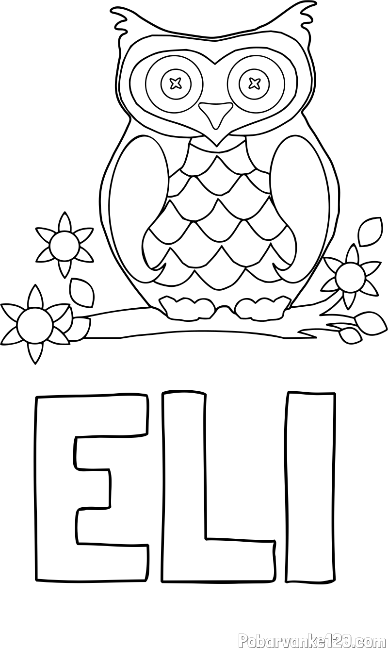 Pobarvanka imena ELI in pobarvanka sove