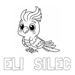 Online izdelana pobarvanka - Pobarvanka imena ELI   ŠILEC in pobarvanka ljubke papige