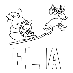 Online izdelana pobarvanka - Pobarvanka imena ELIA in božične sani