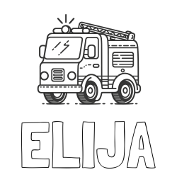 Online izdelana pobarvanka - Pobarvanka imena ELIJA in pobarvanka gasilskega avta z vklopljeno sireno