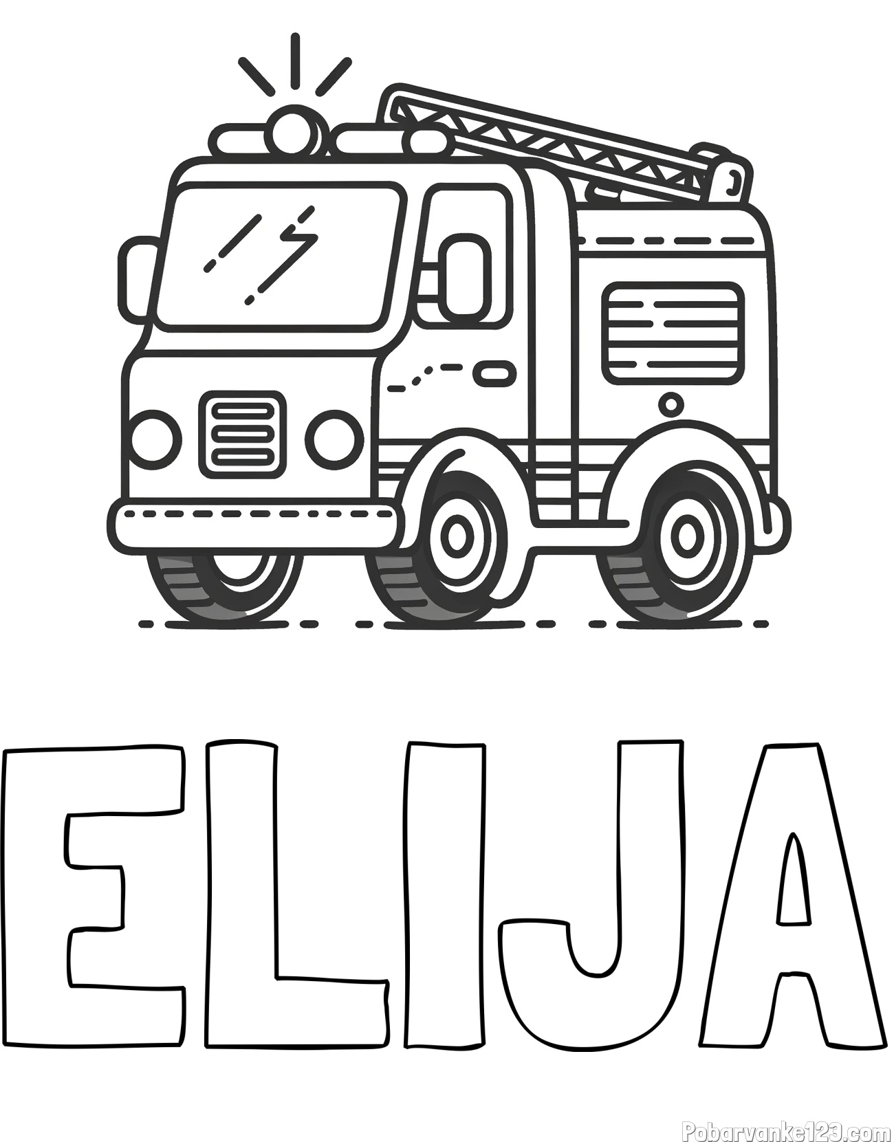 Pobarvanka imena ELIJA in pobarvanka gasilskega avta z vklopljeno sireno