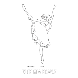 Online izdelana pobarvanka - Pobarvanka imena ELIN MIA NOVAK in pobarvanka ljubke baletke