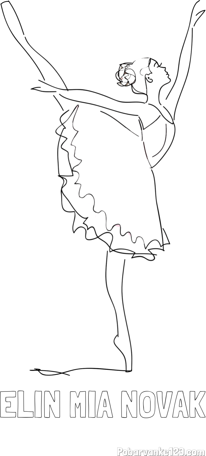 Pobarvanka imena ELIN MIA NOVAK in pobarvanka ljubke baletke