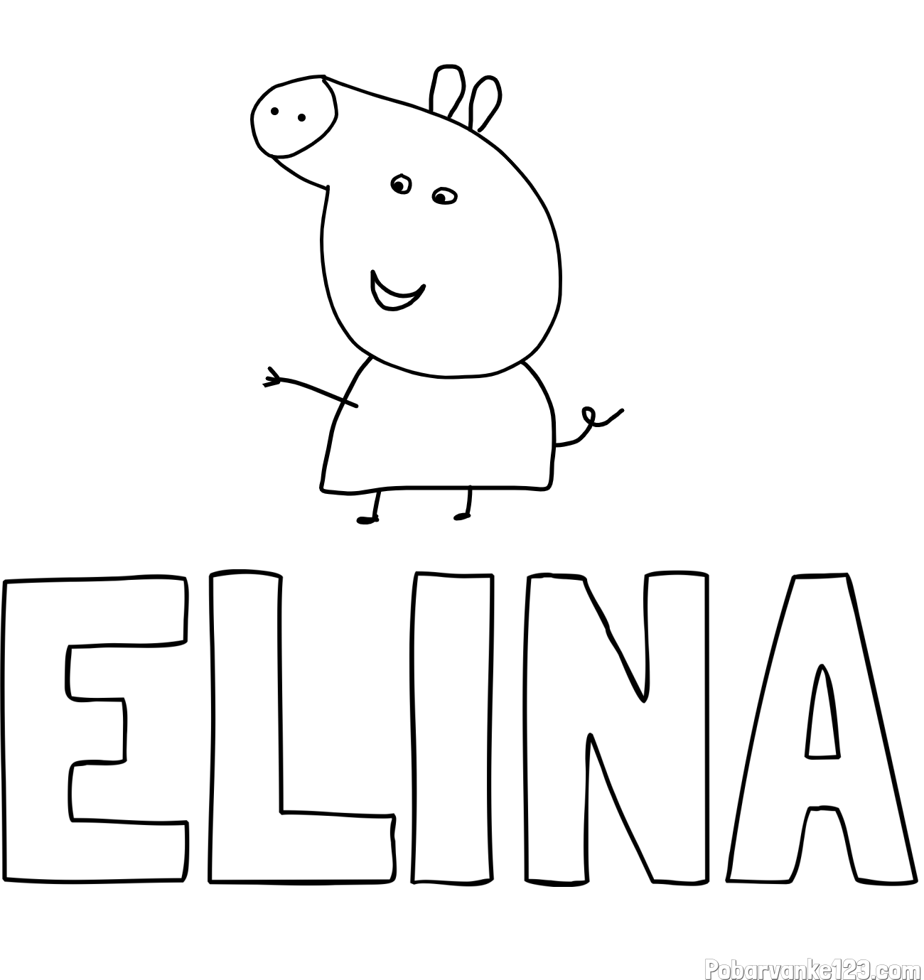 Pobarvanka imena ELINA in pobarvanka pujse PEPE 🐽