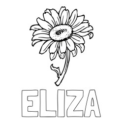 Online izdelana pobarvanka - Pobarvanka imena ELIZA in pobarvanka lepe sončnice