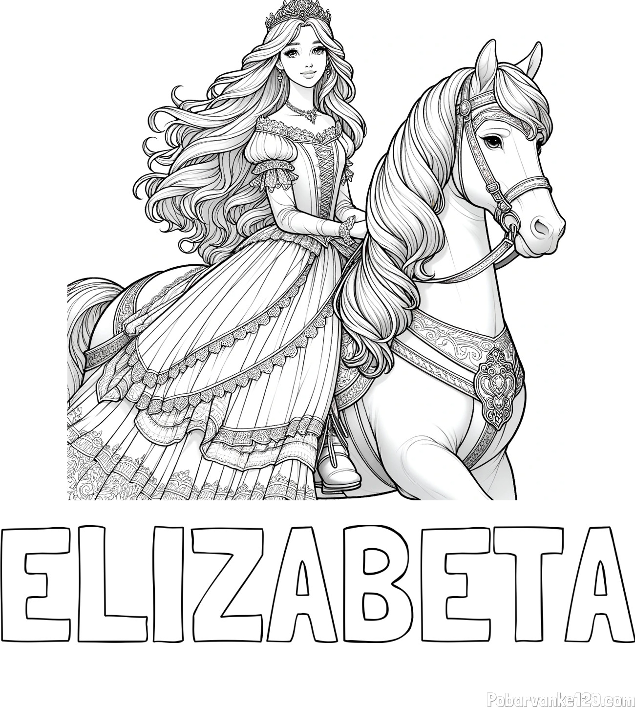 Pobarvanka imena ELIZABETA
